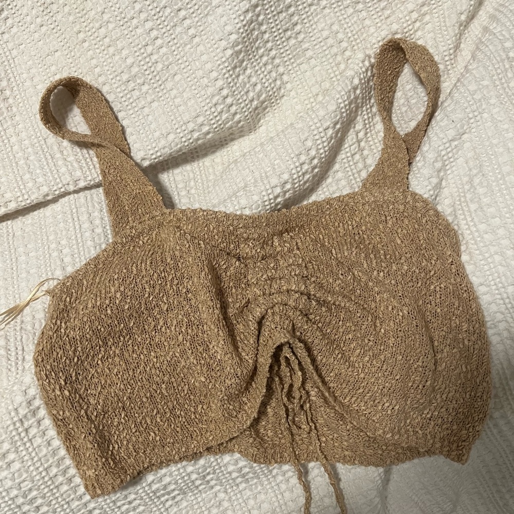 Lelis brown furry crop top never worn